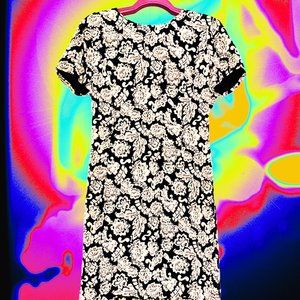 VINTAGE '90s Ann Taylor Women's Petite Printed Midlength Dress